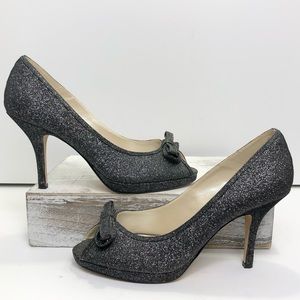 Sparkle Caparros Silver Peep Toe Heels